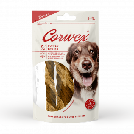 70370 - Corwex Puffed Zopf Ente und Lachs 50g - "NO RAW HIDE"