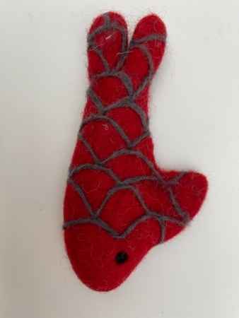"Woll-Fisch" rot, 14cm - Spielzeug für Katzen