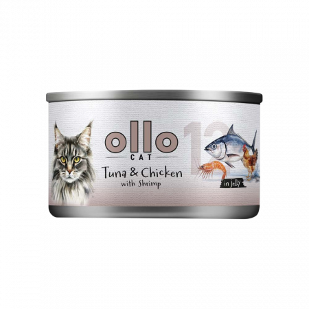 OLLO CAT 12 - Thunfisch + Huhn + Garnelen in Gelee 70 g