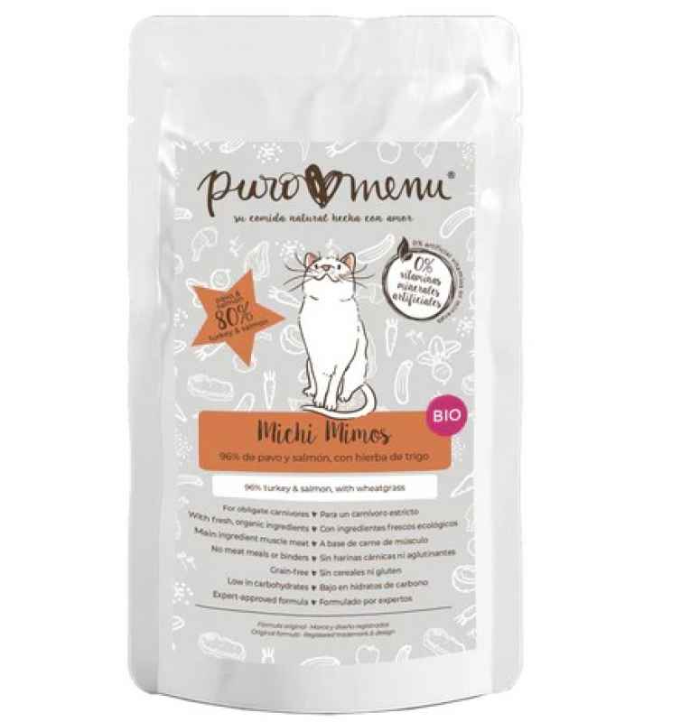 PuroMenu 96 % Truthahn und Lachs, mit Weizengras und Hanfsamen 100g Beutel